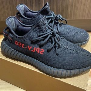adidas yeezy 350 v2 black/red - size 9